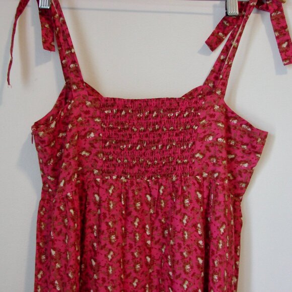 Floral Boho Babydoll Maxi Dress Pink Sweetheart Neckline Sleeveless Medium - Picture 11 of 15